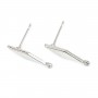 Clous d'oreille 4.5x14.5mm, plaqué par "flash" or sur laiton x 2pcs