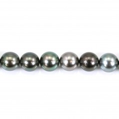 Perles noires de Tahiti rond 7.8-8 à 9.5-10 mm x 40cm