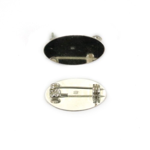 Broche ovale à coller en argent 925 12x21.5mm x 1pc