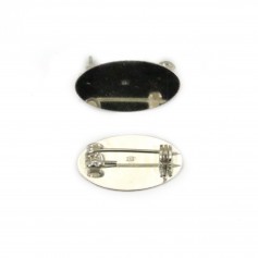 Broche ovale à coller en argent 925 12x21.5mm x 1pc