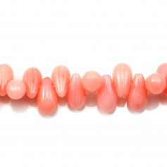 Bambou mer teinté orange goutte 4x8mm x 40cm