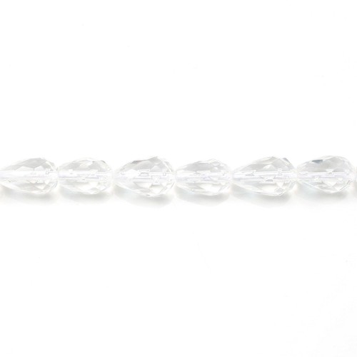 Rock Crystal Quartz Faceted Teardrop 6x9mm x 40cm