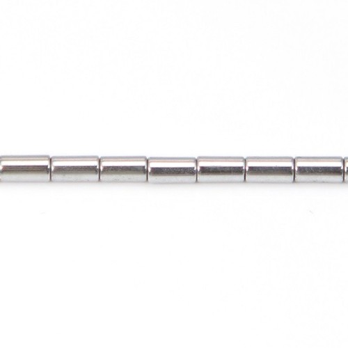 Hématite argenté tube 2x4mm x 10pcs