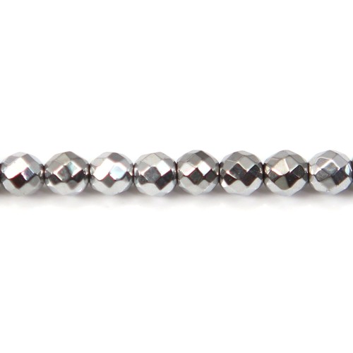 Hématite argenté ronde facette 2mm x 10pcs