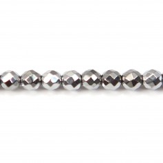 Hématite argenté ronde facette 2mm x 10pcs