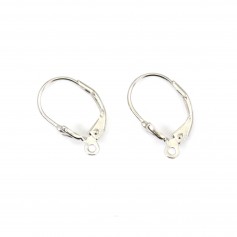 Dormeuse fleur de Lys, argent rhodié, 10x16mm x 2pcs