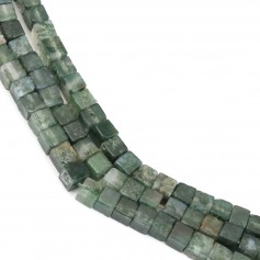 Agate in green and white color, in shaped of a cube 4mm x 40cm