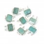 Amuleto retangular de amazonite em prata de lei 925 - 2 anéis - 8x10mm x 1pc