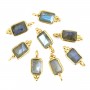 Amuleto retangular de Labradorite em prata de lei 925 dourada 5x13mm x 1 unidade