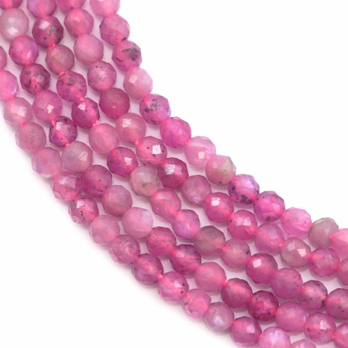 Rubino, rotondo sfaccettato, 2 mm x 39 cm