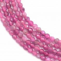 Ruby, de forme ronde facettée, 2mm x 39cm