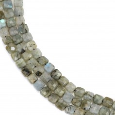 Labradorite grise en forme de carré facetté 6mm x 39cm