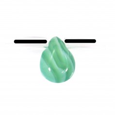 Green agate flat drop 10x14mm x 40cm