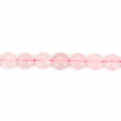 Quartz rose, de forme ronde et plate, 6mm x 40cm