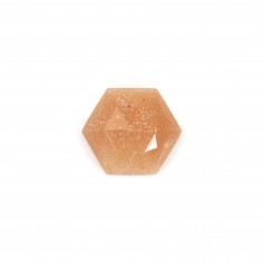 Cabochon Pierre de soleil hexagone facetté 10mm x 1pc