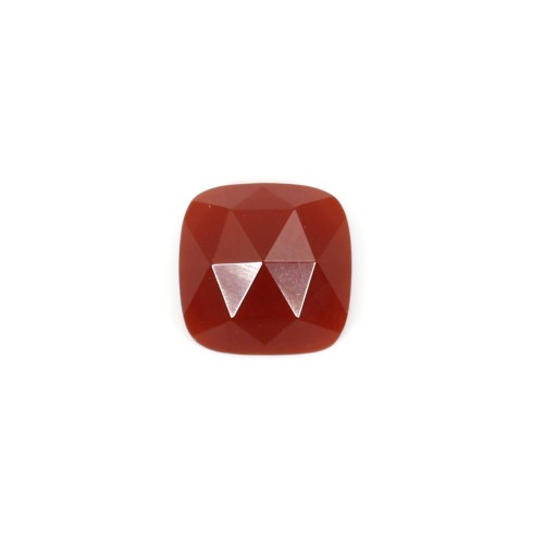 Square faceted red Agate cabochon 9mm x 1pc
