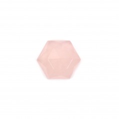 Cabujón hexagonal facetado de cuarzo rosa 10mm x 1ud