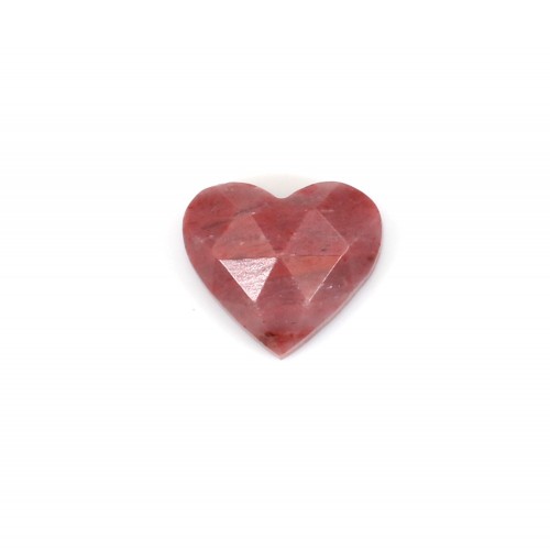 Cabochon Rhodonite coeur facetté 9x10mm x 1pc