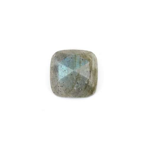 Cabochão quadrado facetado de labradorite 9 mm x 1 unidade