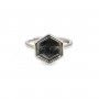 Verstellbarer Ring für 10mm Hexagon-Cabochon - Silber x 1St