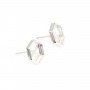 Brinco cabochão hexagonal 10mm - Prata 925 x 2pcs
