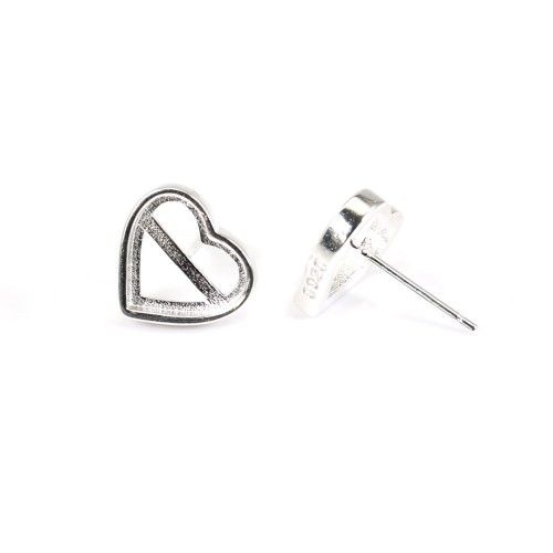Boucles d'oreilles pour cabochon coeur 9x10mm - Argent 925 x 2pc