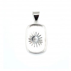 Suporte de pingente para cabochão retangular e redondo - Prata 925 x 1pc