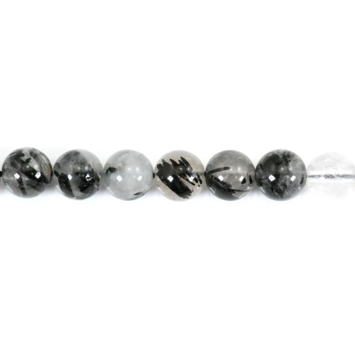 Round black rutile quartz 10mm x 40cm