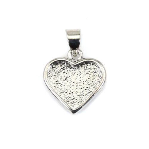 Ciondolo per cuore cabochon 9x10mm - Placcato argento x 1pc