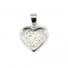 Colgante corazón cabujón 9x10mm - Plateado x 1pc