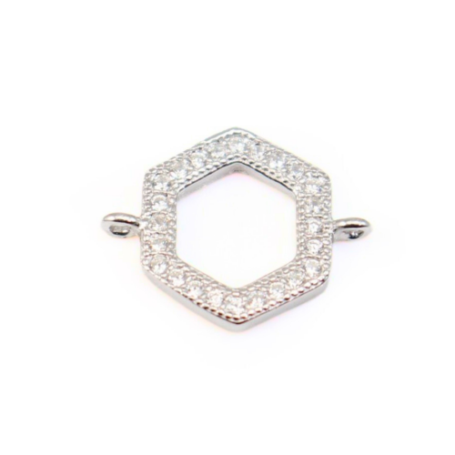 Espaciador hexagonal 10x12mm - Óxido de circonio y plata 925 x 1ud