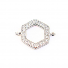 Distanziatore esagonale in strass 10x12 mm - Argento 925 x 1 pz