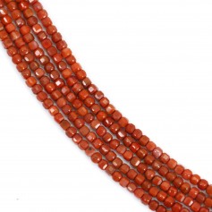 Cornaline (South Red Agate) cube facetté 2.5mm x 39cm