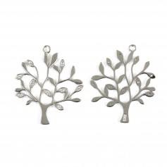 Ciondolo a forma di albero 25x30 mm - Ossido di zirconio e argento 925 rodiato x 1 pezzo