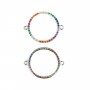 Intercalaire cercle pavé multicolore 17x22mm - oxyde de zirconium & Argent 925 rhodié x 1pc