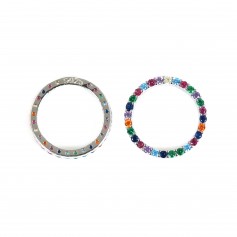 Charm circolare multicolore da 13,5 mm - Ossido di zirconio e argento 925 x 1 pz