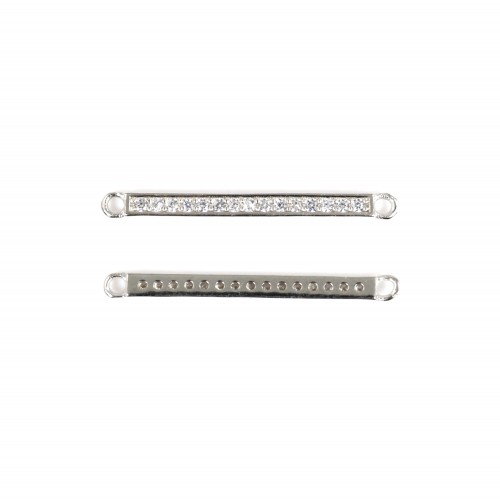 Inserto a barra Pave 2x26mm - Ossido di zirconio e argento 925 rodiato x 1pc