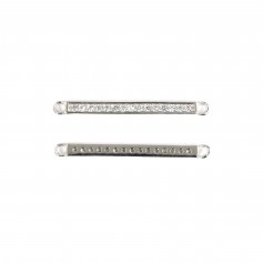 Intercalaire barre pavé 2x26mm - oxyde de zirconium & Argent 925 rhodié x 1pc