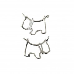 Intercalaire chien 8x11mm - oxyde de zirconium & Argent 925 rhodié x 1pc