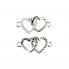 Cuori intrecciati 9x19mm - Ossido di zirconio e argento 925 rodiato x 1pc