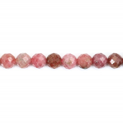 Rhodonite du Brésil rond facetté 6mm x 39cm