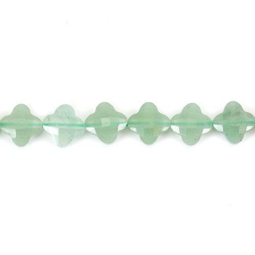 Aventurine trèfle facetté 10mm x 40cm