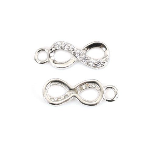Breloque infini 4.5x12mm - oxyde de zirconium & Argent 925 rhodié x 1pc