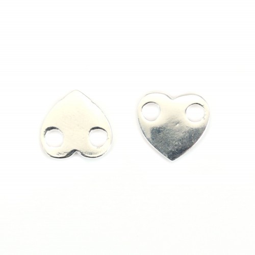 Intercalaire coeur 2 trous 8mm - Argent 925 x 1pc