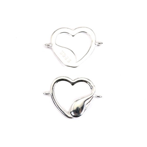 Inserto con cuore e piume - Argento 925 x 1 pz