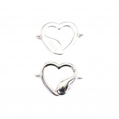 Intercalaire coeur & plume - Argent 925 x 1pc
