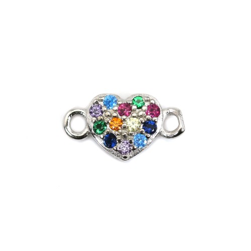 Inserto a cuore multicolore 5x9,5 mm - Ossido di zirconio e argento rodiato 925 x 1 pezzo