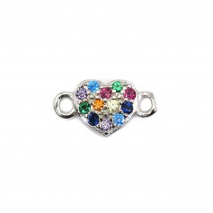 Corazón Multicolor Inserto 5x9.5mm - Óxido de Circonio y Rodio 925 Plata x 1pc