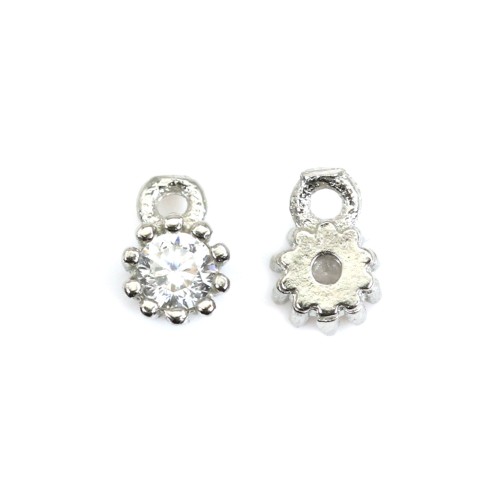 Mini breloque rond 2mm - oxyde de zirconium & Argent 925 rhodié x 1pc