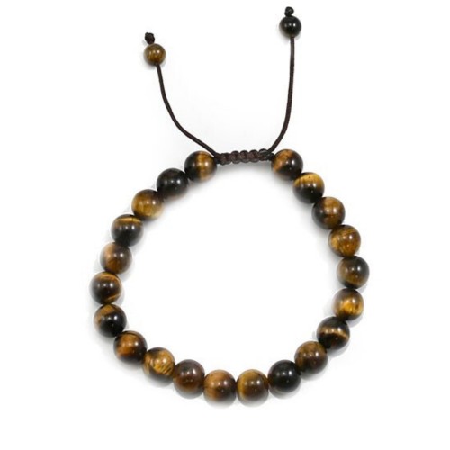 Bracelet Oeil de tigre boule rond 8mm 